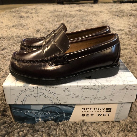 Boys Sperry Burgundy Leather Loafers - Picture 4 of 4